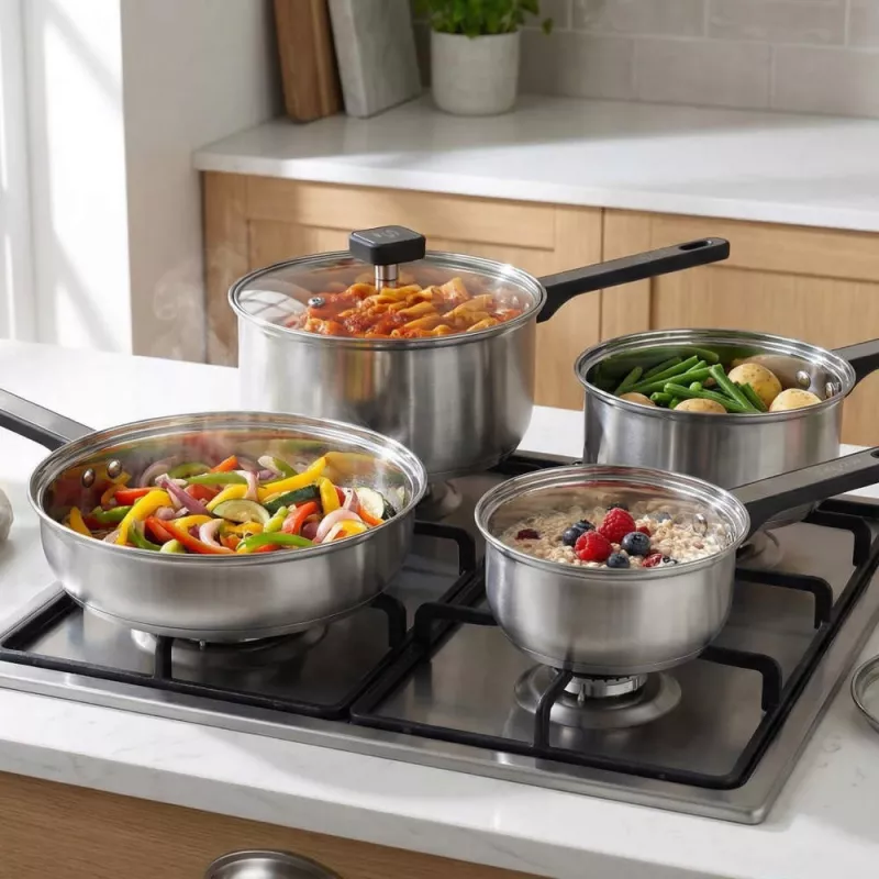 Zestaw patelni Salter BW14629 Expert 5-częściowy - kute aluminium, nieprzywierająca, kompatybilna z indukcją, czarny