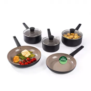 Salter BW14738 Ceramic 5 Piece Pan Set - Megastone Non-Stick, Induction Compatible