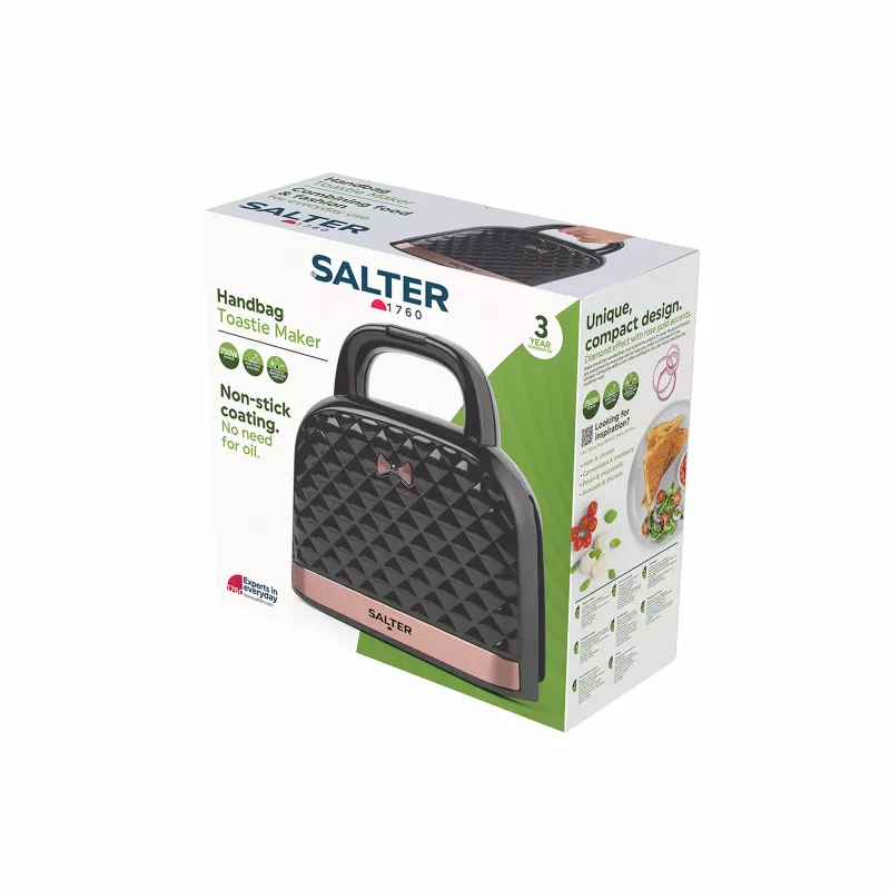 Salter EK3677FVDE Opiekacz do tostów w kształcie torebki - 750W, 2 kromki, czarny/srebrny