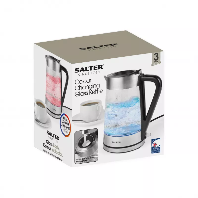 Czajnik szklany zmieniający kolor Salter EK5078SSFVDE 1.7L 3000W