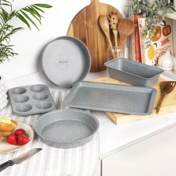 Blacha do pieczenia Salter Marblestone 37 cm - stal węglowa z powłoką nieprzywierającą, efekt marmuru w kolorze szarym