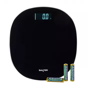 Salter SA00709BFEU12 Okrągła Elektroniczna Waga Łazienkowa, Czarna, 180 kg Pojemność, Szkło Hartowane