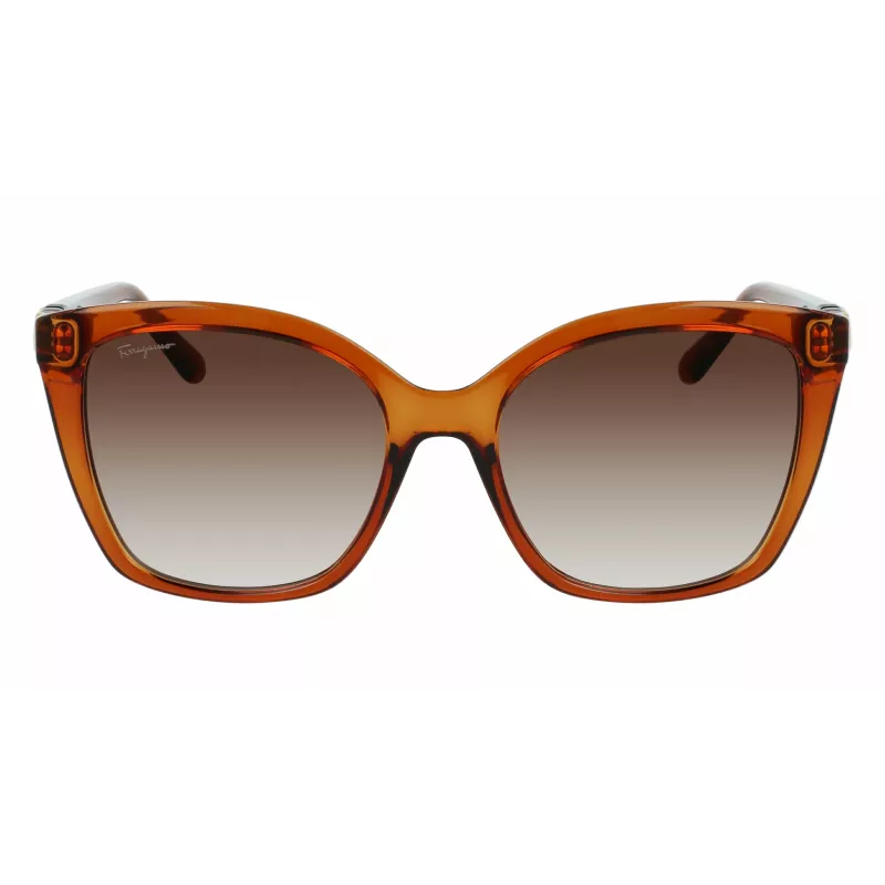 Salvatore Ferragamo SF1026S-261 Damskie okulary przeciwsłoneczne kocie oko Havana brązowy gradient 54mm