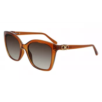 Salvatore Ferragamo SF1026S-261 Damskie okulary przeciwsłoneczne kocie oko Havana brązowy gradient 54mm