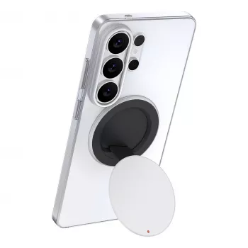 Samsung by Hochuen 360° Magnetyczna Podstawka Biurkowa do Smartfonów i Tabletów – Srebrna, Uniwersalna, Składana, Aluminiowa z Magnesami N52