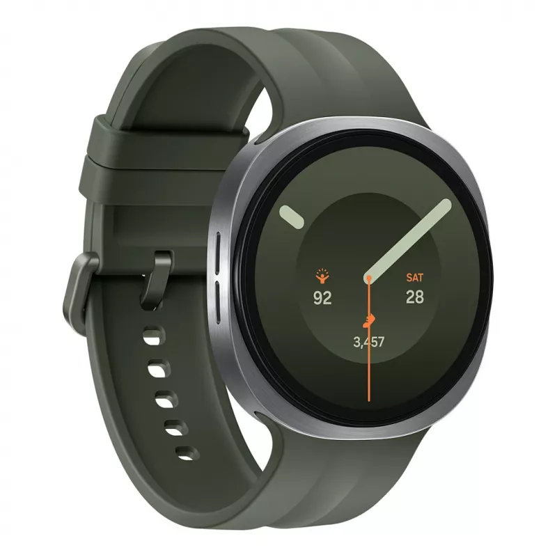 Samsung Galaxy Watch9 LTE 44 mm Silver Smartwatch z oliwkowym paskiem sportowym M/L