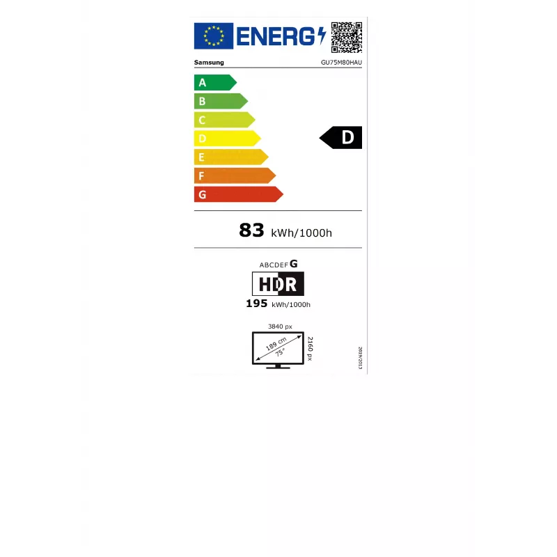 Samsung GU75M80HAUXZG 75-calowy telewizor Smart TV 4K Ultra HD LED (Tizen, HDR10+, głośniki 20 W, VESA 400x300)