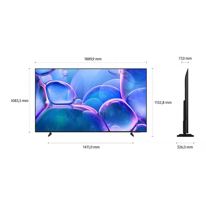 Samsung GU85U7079FUXZG 214 cm (85 inch) 4K UHD Smart TV, 50 Hz, HDR10+, Czarny
