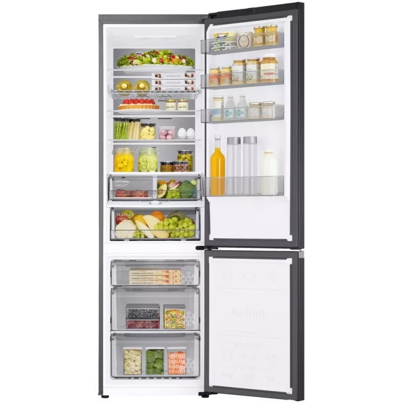 Samsung RB38C705CB1/EF 390L Total No Frost Chłodziarko-Zamrażarka z technologią SpaceMax™, sprężarką inwerterową Digital Inverter, klasą energetyczną C, kolor Glam Black