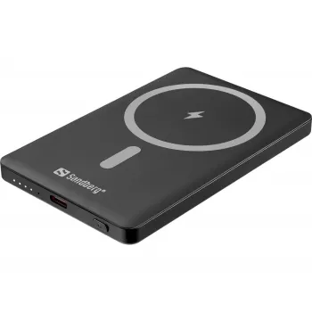 Sandberg Magnet Powerbank 5000 Saver - 5000 mAh, 20W Power Delivery, Czarny