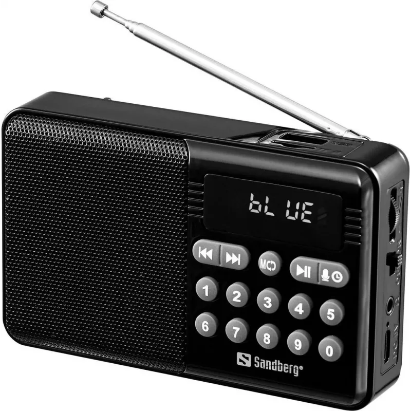 SANDBERG Speaker Radio FM+BT Recharge Przenośny głośnik Bluetooth z radiem FM, AUX, USB, MicroSD, 6W, czarny