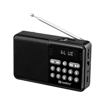 SANDBERG Speaker Radio FM+BT Recharge Przenośny głośnik Bluetooth z radiem FM, AUX, USB, MicroSD, 6W, czarny
