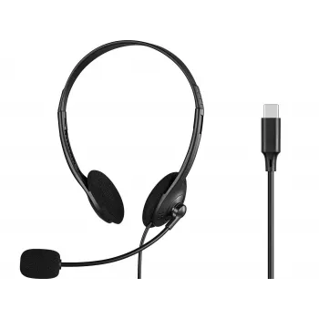 SANDBERG USB-C On-Ear Headset Bulk z mikrofonem na wysięgniku z redukcją szumów i sterowaniem wbudowanym w przewód (825-31)