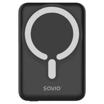 Savio BA-12 Magnetyczny bezprzewodowy power bank 10000 mAh czarny