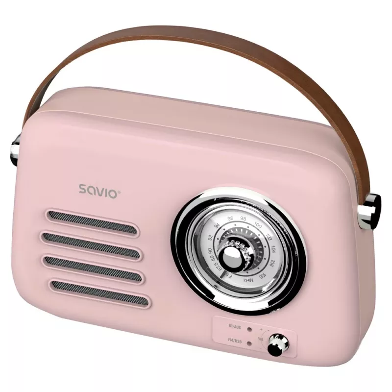 SAVIO RS-03 Przenośne radio FM/AM z odtwarzaniem MP3 USB/SD, różowe