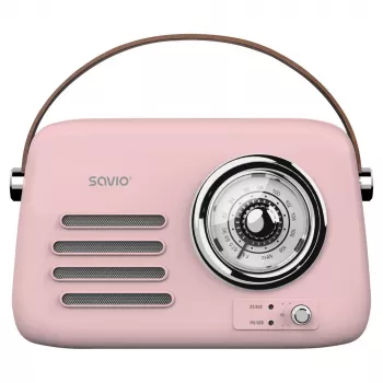 SAVIO RS-03 Przenośne radio FM/AM z odtwarzaniem MP3 USB/SD, różowe