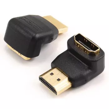 SBOX AD.HDMI-F/M-90/R 90-Degree HDMI Male to Female Adapter, 4K 60Hz, Gold-Plated, Black