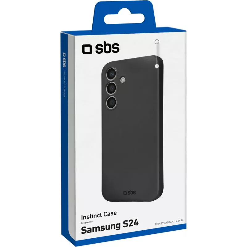 SBS Instinct Cover do Samsung Galaxy S24 - Czarny TPU etui tylne, wstrząsoodporne, ochrona przed zarysowaniami, kompatybilne z ładowaniem bezprzewodowym TEINSTSAS24K
