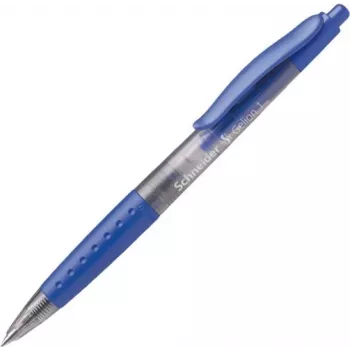 Schneider Gelion 1 Długopis kulkowy z mechanizmem - Niebieski tusz, Średni 1,0 mm, Przezroczysty niebieski korpus, Uchwyt dla leworęcznych i praworęcznych 101003