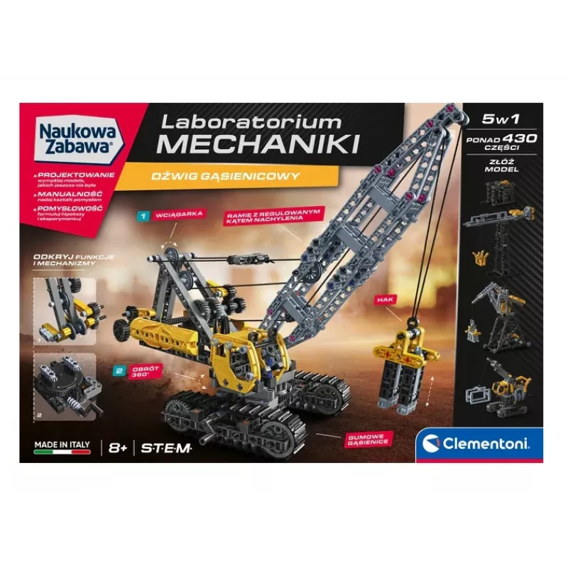 Laboratorium Mechaniki Zabawy Naukowe Żuraw Gąsienicowy Clementoni 50402