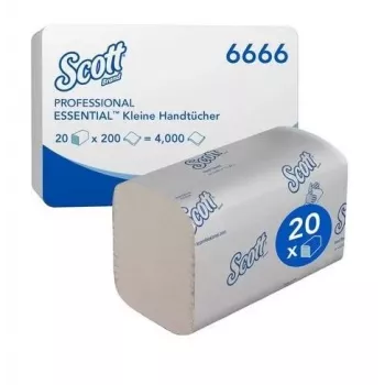 Ręczniki papierowe Scott Essential Interfold 6666, 2-warstwowe, białe, 4000 listków (15 opakowań po 267)