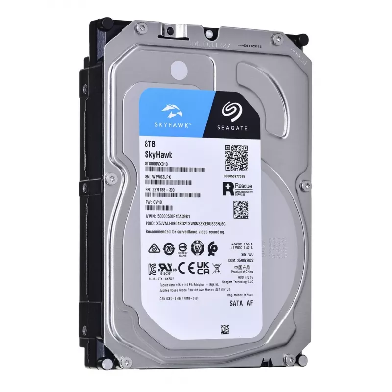 Seagate SkyHawk ST8000VX010 8 TB Wewnętrzny Dysk HDD do Monitoringu - 3.5-calowy SATA 6Gb/s