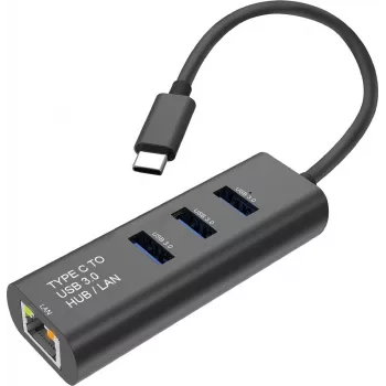 SECOMP STANDARD Konwerter USB-C na Gigabit Ethernet + 3-portowy Hub USB 3.0 (S1431)