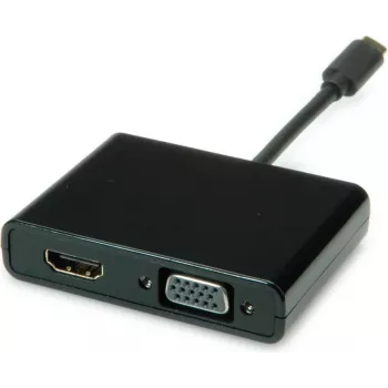 SECOMP STANDARD Adapter USB-C na HDMI + VGA, 4K HDMI, 1080p VGA, czarny, 0,1m S3250
