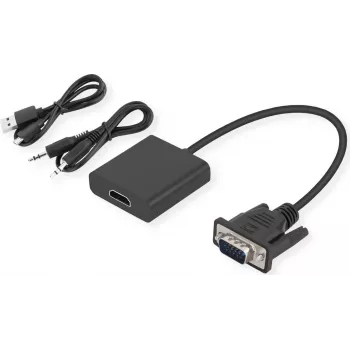 SECOMP STANDARD kabel adapter VGA + audio na HDMI, 0,23 m, czarny S3211