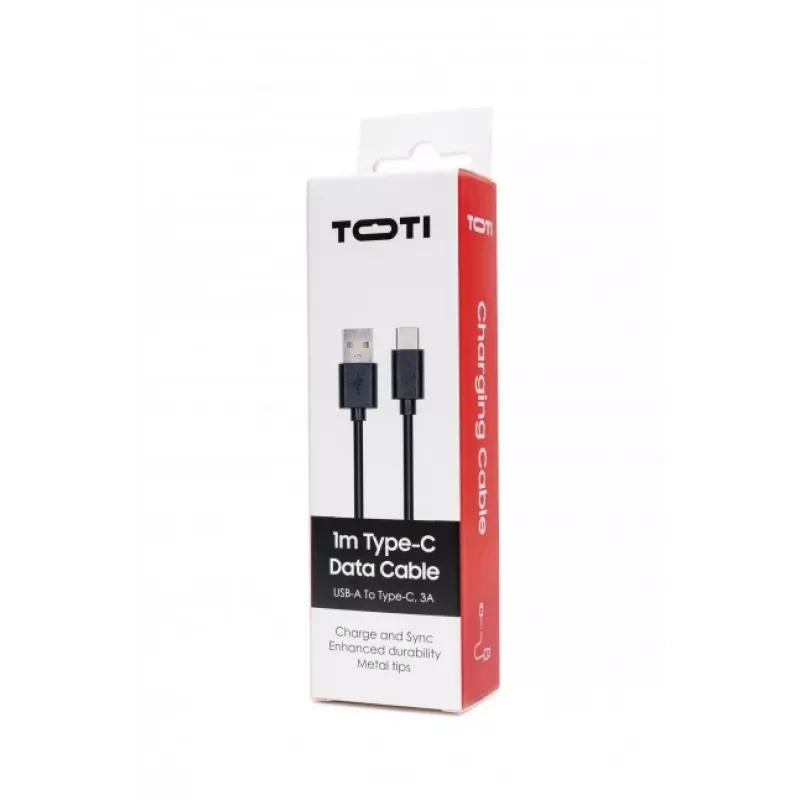 SEEK TOTI USB-A do Type-C, 1m, kabel danych PVC, 3A, Czarny