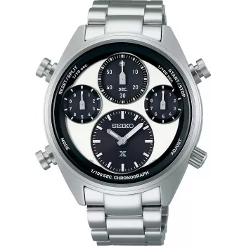 SEIKO SFJ001P1 Męski zegarek z chronografem kwarcowym solarnym 42mm ze stali nierdzewnej