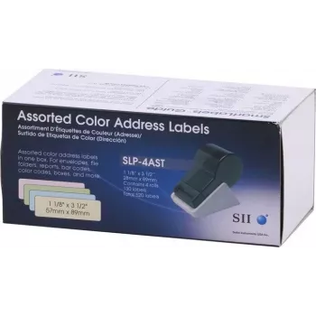 Seiko SLP-4AST Etykiety adresowe w różnych kolorach - 28 x 89 mm, 520 etykiet (4 rolki po 130) do Smart Label Printer 420/425/430/440/450 16.06.2037