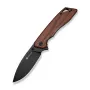 SENCUT Stratex Guibourtia składany nóż z ostrzem drop point, blokadą liner lock, otwierany flipperem/kołkiem kciuka, stal 9Cr18MoV, wykończenie satynowe, ostrze 3,46 inch, długość po złożeniu 4,41 inch, klips do kieszeni