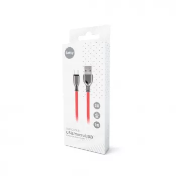 Setty USB-A do Micro-USB Kabel 1.0 m 3A Szybkie ładowanie Czerwony FC-M