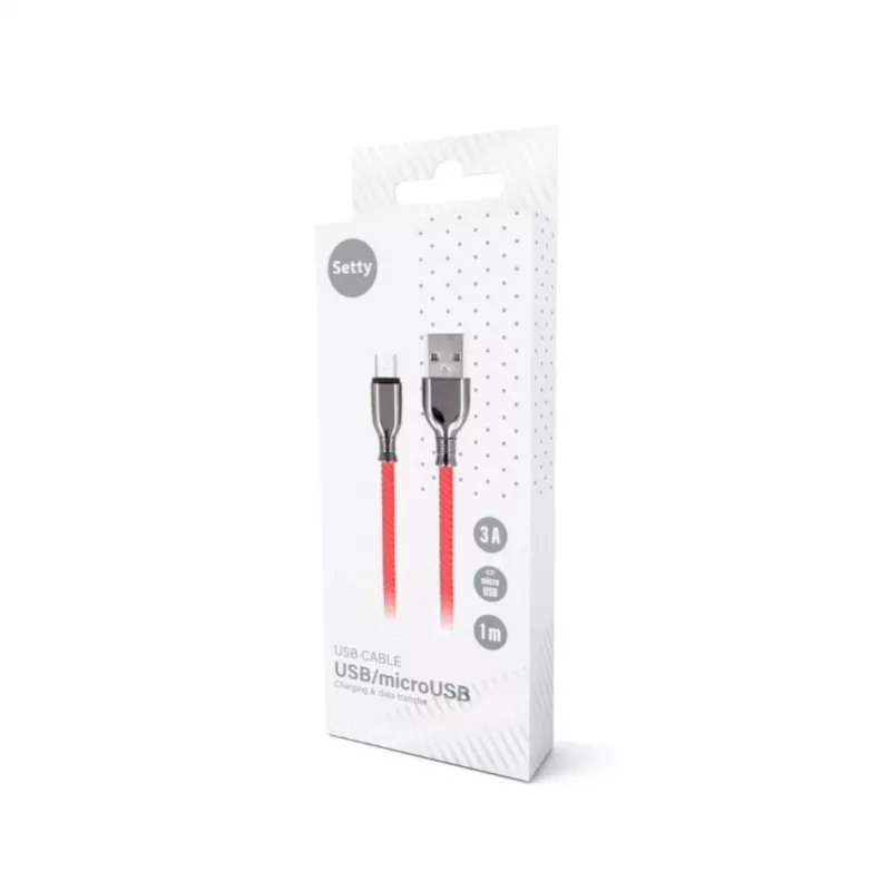 Setty USB-A do Micro-USB Kabel 1.0 m 3A Szybkie ładowanie Czerwony FC-M