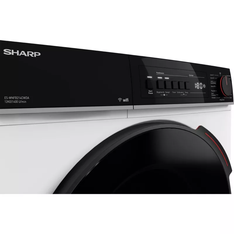 Pralka ładowana od przodu SHARP ES-WNFB214CWDA-DE, 10 kg, 1400 obr/min, Biała, Wi-Fi, Zaawansowany silnik inwerterowy