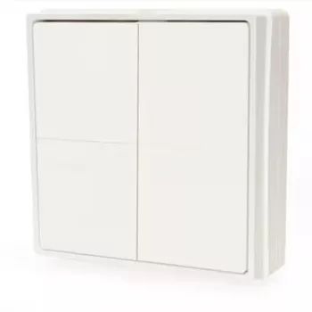 Shelly Blu ZB Wall Switch 4 Inteligentny Bezprzewodowy Łącznik Ścienny z 4 Przyciskami, Zigbee i Bluetooth, Zasilany Bateryjnie, Biały Shelly_B_ZB_WS_4_SA