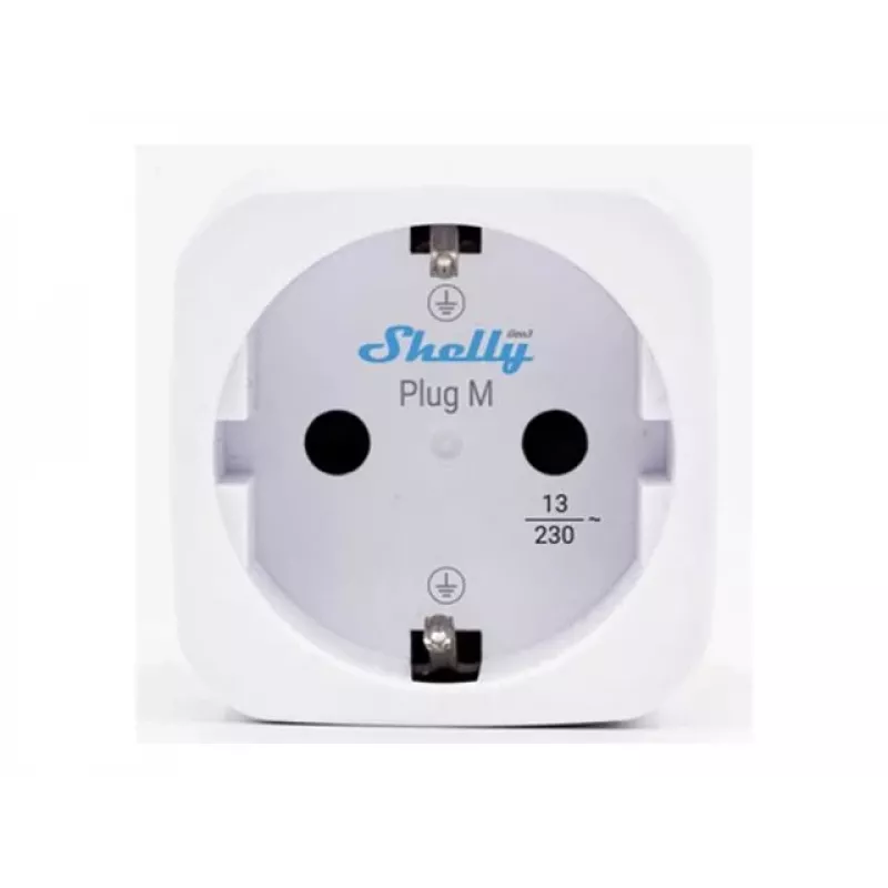 Shelly Plug M Gen3 White – Smart Plug z monitorowaniem energii, 13A, WiFi i Bluetooth, Schuko