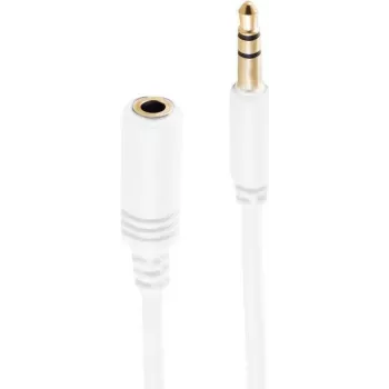 SHIVERPEAKS BASIC-S Super Slim przedłużacz kabla audio stereo 3,5 mm, męski-żeński, pozłacany, biały, 1,5 m (BS33982-W)