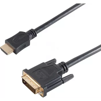 SHIVERPEAKS BS77481 kabel adapter wideo HDMI Typ A męski do DVI-D męski, 1,5 m, czarny, pozłacane styki, potrójne ekranowanie, obsługuje 1920x1200