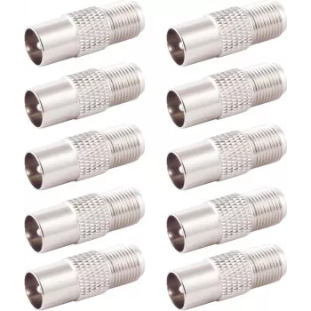 SHIVERPEAKS BS85322-SET10 Adapter koncentryczny IEC męski na F żeński, 10 sztuk, srebrny