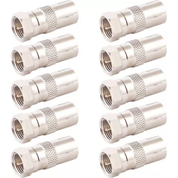 Adapter koncentryczny SHIVERPEAKS IEC żeński na F-Type męski, 10 szt., 75 Ohm, srebrny BS85321-SET10