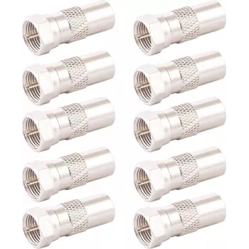 Zestaw adapterów SHIVERPEAKS IEC męski na F żeński, 10 sztuk, 75 omów, niklowany BS85323-SET10