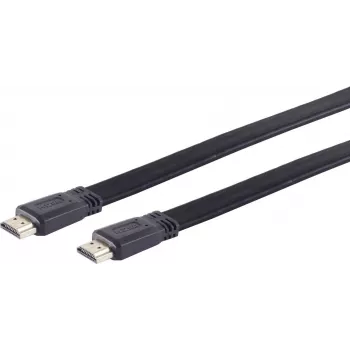 ShiverPeaks S/CONN maximum connectivity Płaski kabel HDMI, HDMI Typ A męski do HDMI Typ A męski, pozłacane styki, 4K Ultra HD, 3D, HEAC, 3,0 m, czarny 77473-FLAT