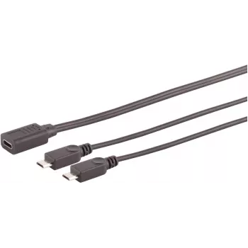 SHIVERPEAKS S/CONN maximum connectivity kabel adapter rozdzielacz Y USB-C żeńskie na 2x USB Micro-B męskie, USB 2.0, 0,3m, czarny 13-20021