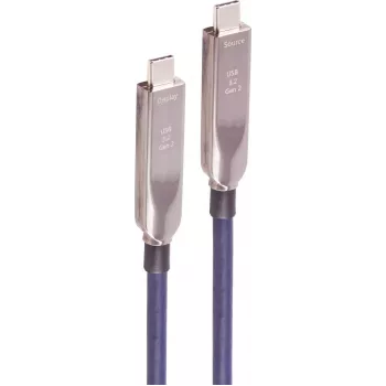 SHIVERPEAKS USB-C hybrydowy aktywny kabel optyczny, 15 m, USB 3.2 Gen 2, 10 Gbps, wideo 8K, 60W Power Delivery, TPU, czarny BS30-44081
