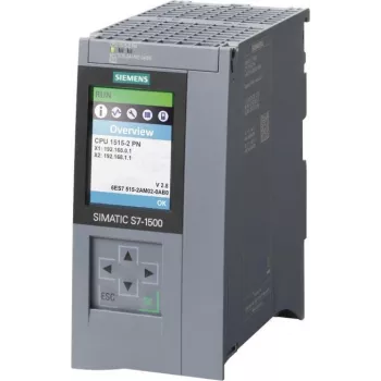 Siemens SIMATIC S7-1500 CPU 1515-2 PN, 500 KB pamięci programu, 3 MB pamięci danych, 2 interfejsy PROFINET, 3-portowy switch, 24 V DC 6ES75152AM020AB0