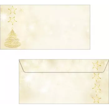 Koperta SIGEL DU083 Graceful Christmas DIN long, klejona, papier specjalny 90 g/m², do atramentowych/laserowych/kopiarek, biała ze świątecznym wzorem, 25 kopert