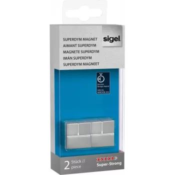SIGEL SuperDym Magnesy sześcienne neodymowe GL706, 20 x 20 x 20 mm, 2 sztuki, srebrne
