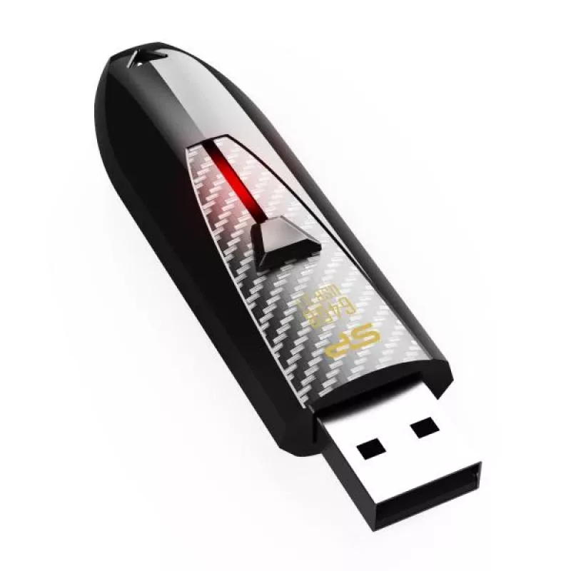 Silicon Power Blaze B25 32GB USB 3.2 Gen 1 Flash Drive, Wysuwane złącze, Czarny